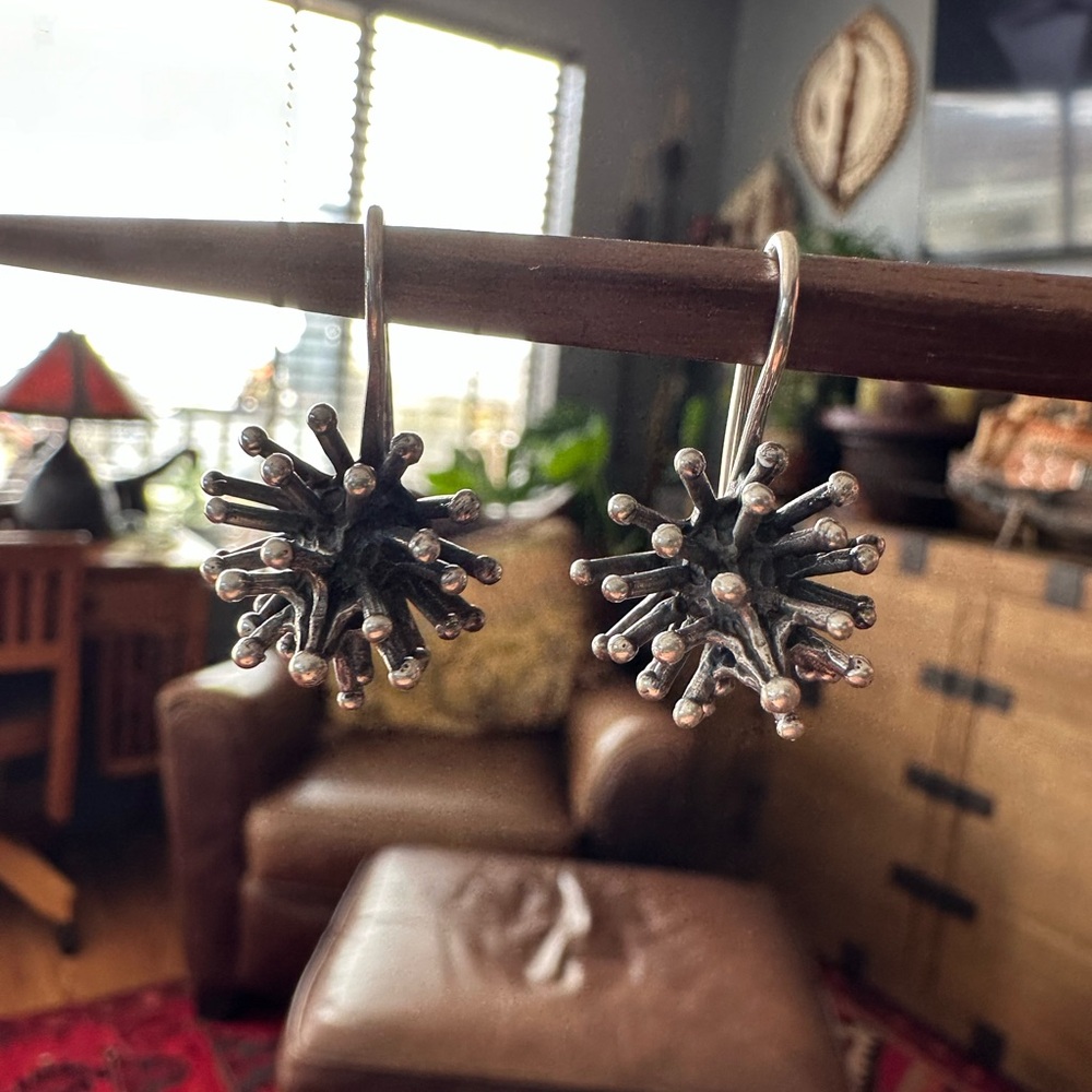 🇹🇷Super cool handmade spiky silver dangle earrings I bought years ago in Turkey